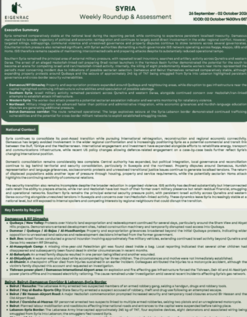 Threat Forecast - Syria Threat Assessment 